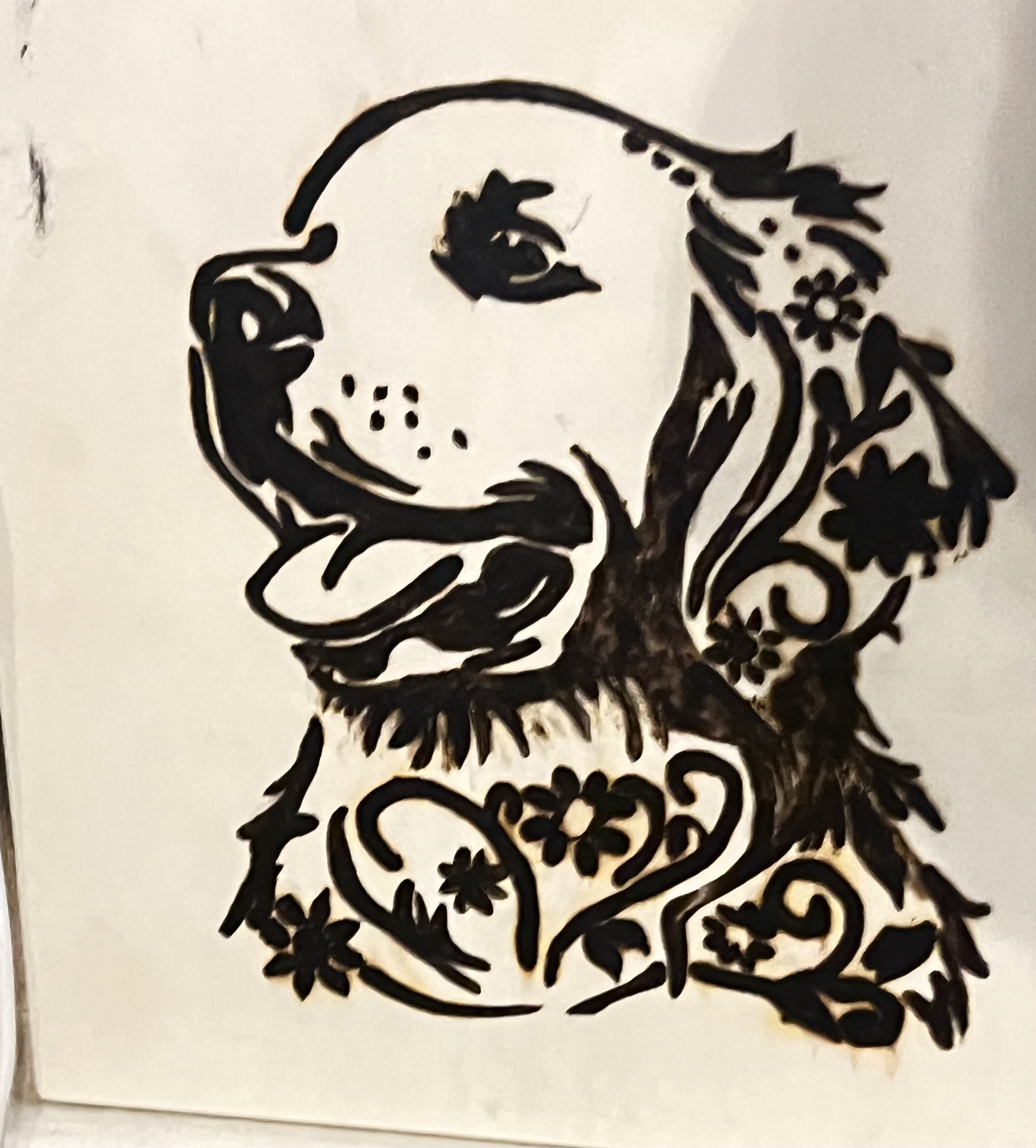 Dog woodburning