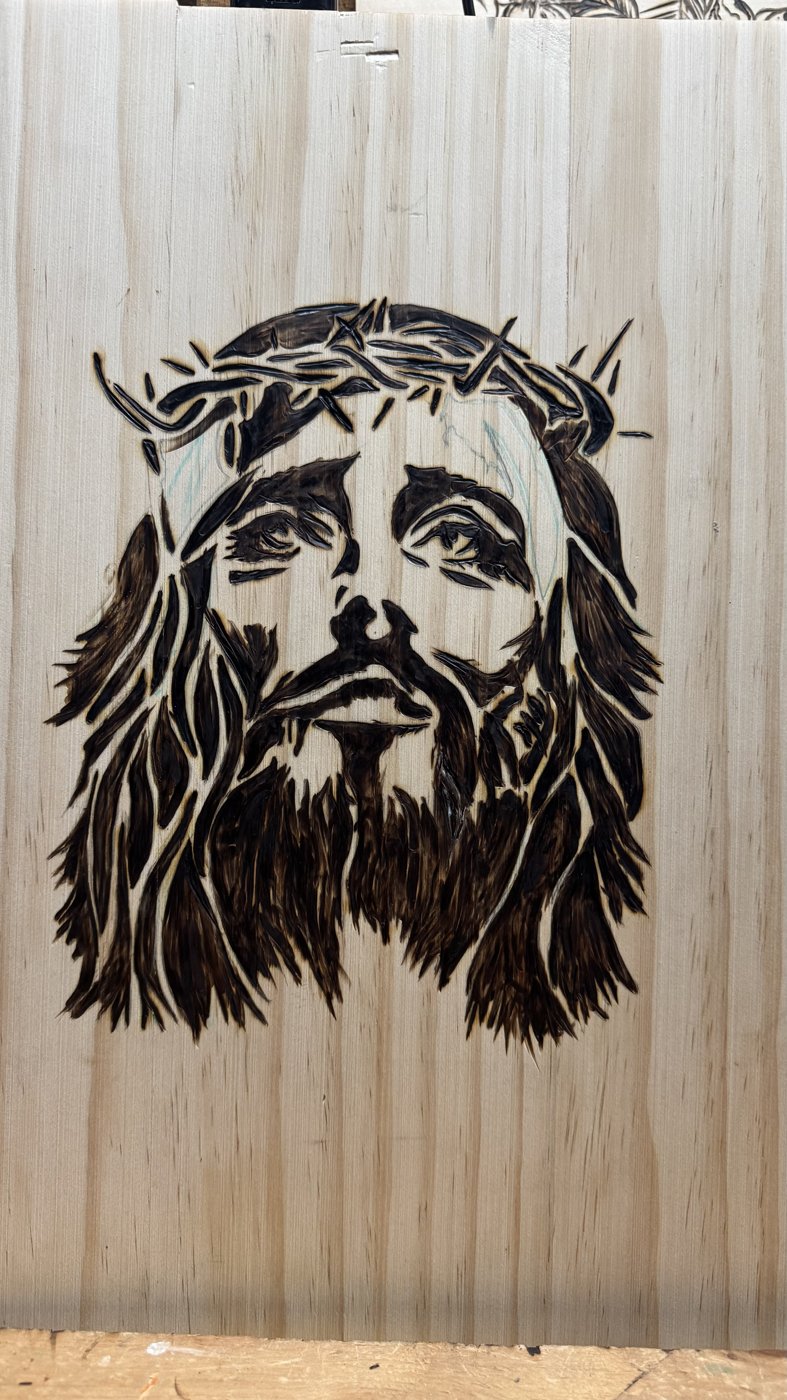 Amen — burn nearly complete, close-up